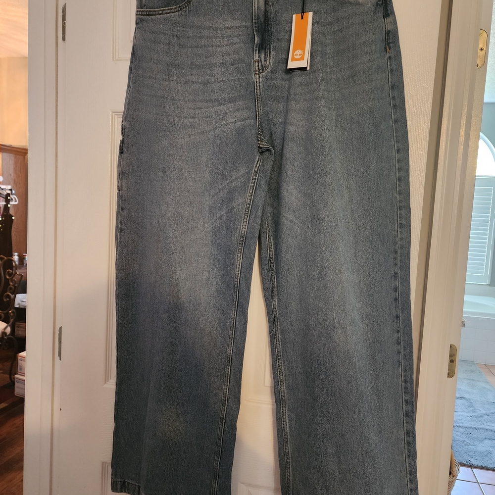 Timberland Men Wide Leg Baggy Fit Classic Blue Denim Jeans 35x32
